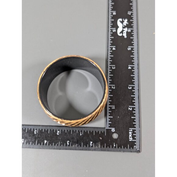 Vintage Lightweight Brown Black Swirl Wide Bangle Bracelet Plastic 8.5" - Picture 6 of 6